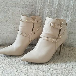 Cream ankle booties